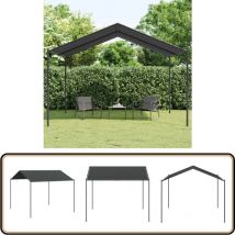 Tente à auvent anthracite 4x4 m acier et tissu - Tente D'extérieur - Gazebo - Abri Solaire - Parasol - Jardin