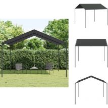 Tente à auvent anthracite 4x4 m acier et tissu - Tente D'extérieur - Gazebo - Abri Solaire - Parasol - Jardin