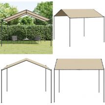 Tente à auvent beige 4x4 m acier et tissu - Tente D'extérieur - Gazebo - Abri Solaire - Parasol - Tenda Da Giardino - Home & Living