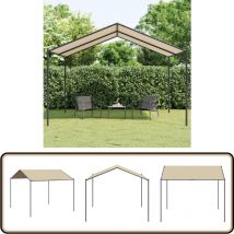 Tente à auvent beige 4x4 m acier et tissu - Tente D'extérieur - Gazebo - Abri Solaire - Parasol - Tenda Da Giardino