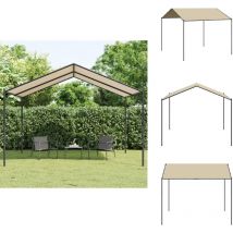 Tente à auvent beige 4x4 m acier et tissu - Tente D'extérieur - Gazebo - Abri Solaire - Parasol - Tenda Da Giardino
