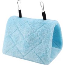 Jeffergarden Hamac en peluche douce, Cage suspendue, tente pour oiseaux, perroquets, lit chaud d'hiver, jouet pour animaux de compagnie (bleu s)