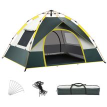 Decdeal Camping-Kuppelzelt für 3–4 Personen, schneller Aufbau, winddichter und regenfester UV-Schutz für den Außenbereich mit 2-türigem Fenster zum