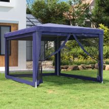 Torana - Tente de fête avec 4 parois latérales en maille Bleu 3x4 m pehd