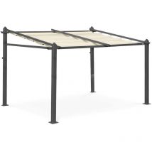 Sweeek - Pergola murale en aluminium - Murum 3x4m - Tonnelle Toile ecru