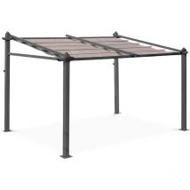 Sweeek - Pergola murale en aluminium - Murum 3x4m - Toile taupe - Tonnelle idéale pour votre terrasse. toit retractable. toile coulissante. structure