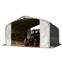 Abri tunnel 6x6 m bâche en PVC 850N abri résistant aux intempéries tente de stockage gris ancrage pour sol dur