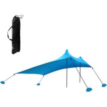 Tente de plage, 210 x 160 cm, abri solaire avec sac de sable, ancres, tente pare-soleil pour plage, randonnée, camping (bleu)