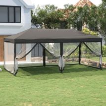 Bonnevie - Tente de réception pliable Tonnelle de Jardin - Rapide à Installer avec parois Anthracite 3x6 m BV117980