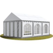 Tente Barnum de Réception 3x6 m premium Bâches amovibles pvc 750 n gris-blanc + Cadre de Sol Jardin