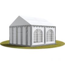 Tente Barnum de Réception 4x4 m premium Bâches amovibles pvc 750 n gris-blanc + Cadre de Sol Jardin
