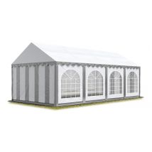 Tente Barnum de Réception 4x8 m ignifugee premium Bâches amovibles pvc 750 n gris-blanc Cadre de Sol Jardin