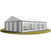 Tente Barnum de Réception 6x10 m premium Bâches amovibles pvc 750 n gris-blanc + Cadre de Sol Jardin
