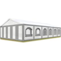 Tente De Réception 6x12 M Barnum Toile De Haute Qualité 450 N Pe Gris-blanc Construction En Acier Galvanisé Avec Raccordement Par Vissage