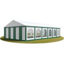 Tente Barnum de Réception 6x12 m premium Bâches amovibles pvc 750 n vert-blanc + Cadre de Sol Jardin