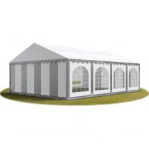 Tente Barnum de Réception 6x8 m premium Bâches amovibles pvc 750 n gris-blanc + Cadre de Sol Jardin