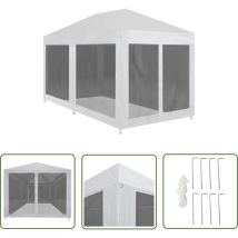 The Living Store Tente De Réception Avec 6 Parois En Maille 4 X 3 M - Tents Reception - Abri Jardin - Gazebo - Structure Extérieure - Parasol