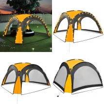 Tente de réception avec led et 4 parois 3,6x3,6x2,3 m Jaune - Tents De Jardin - Abri De Jardin - Tente Rétractable - Parasol - Abri Soleil - Home &