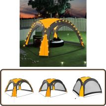Tente de réception avec led et 4 parois 3,6x3,6x2,3 m Jaune - Tents De Jardin - Abri De Jardin - Tente Rétractable - Parasol - Abri Soleil