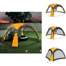 Tente de réception avec led et 4 parois 3,6x3,6x2,3 m Jaune - Tents De Jardin - Abri De Jardin - Tente Rétractable - Parasol - Abri Soleil
