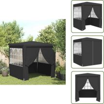 Tente de réception avec parois 2,5x2,5 m Anthracite 90 g/m² - Tents De Réception - Abri Jardin - Gazebo - Chapiteau Pliable - Parasol Géant