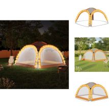 Tente de réception led et 4 parois 3,6x3,6x2,3 m Gris et orange - Tents De Jardin - Abri De Jardin - Tente Réceptions - Abri Soleil - Tente Lumineuse