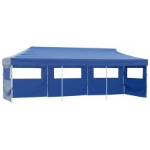 Tente de réception pliable avec 5 parois 3x9 m Bleu