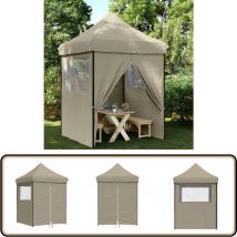 Tente de réception pliable escamotable 4 parois latérales taupe - Tents Gazebos - Tentes Pliables - Abri Extérieur - Chapiteau Pliable - Tente