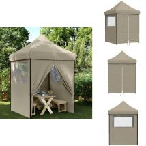 Tente de réception pliable escamotable 4 parois latérales taupe - Tents Gazebos - Tentes Pliables - Abri Extérieur - Chapiteau Pliable - Tente