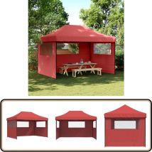 Tente de réception pliable escamotable avec 3 parois latérales - Tents Gazebos - Abri Extérieur - Chapiteau Pliable - Tente Fete - Structure