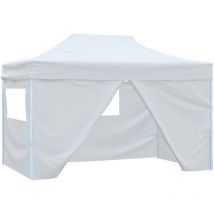 Tente de réception, Tonnelle et Pergola de jardin, Barnum pliable avec 4 parois 3x4 m Acier Blanc OWV81125 design in