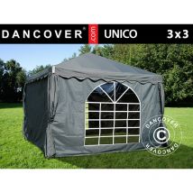 Dancover - Tente de réception unico 3x3m, Gris foncé