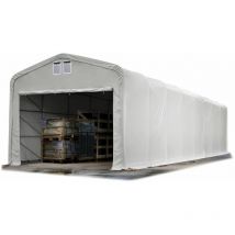 Tente de stockage 5 x 16 m tente d'élevage pvc 850 n gris 100% imperméable