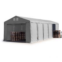 Carpasol - Tente de Stockage 6x12 m entrepôt Hall de Stockage bâche pvc 850 n gris 100% imperméable abri Porte zippée