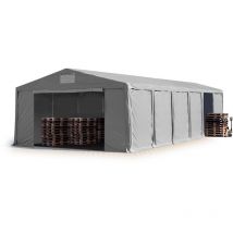 Carpasol - Tente de Stockage 8x12 m entrepôt Hall de Stockage bâche pvc 850 n gris 100% imperméable abri Porte zippée