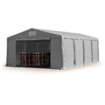 Carpasol - Tente de Stockage 8x8 m entrepôt Hall de Stockage bâche pvc 850 n gris 100% imperméable abri Porte zippée