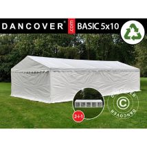 Tente de stockage Tente Abri Basic 2-en-1, 5x10m pe, blanc