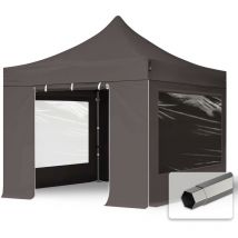 3x3 m Tente pliante - Acier, côté panoramique, gris foncé - Toolport