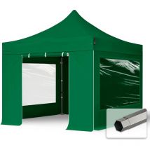 Toolport 3x3 m Tente pliante - Acier, côté panoramique, vert foncé