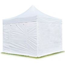 Toolport 3x3 m Tente pliante - Acier, côtés sans fenêtre, blanc