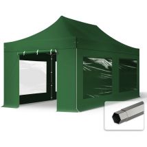 3x6 m Tente pliante - Acier, côté panoramique, vert foncé - Toolport