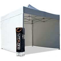 Tente pliante V3S5-Pro pvc 3x3m blanche Vitabri Façade arrière 3m Avec jupe us, Façade avant 3m Sans, Façade de droite 3m Plein