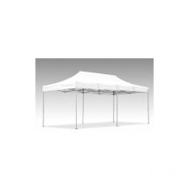 Tente pliante V3S5-Pro PVC blanc - 3 x 6m - Façade de droite 3m Sans, Façade arrière 6m Pleine, Façade avant 6m Avec jupe US, Faç