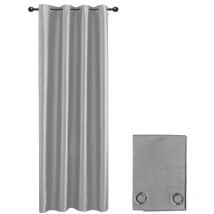 Tente Porte-Fenêtre 140x280 Cm Satin Synthétique 1 Panneau Revêtement Oeillets En Acier - Gris