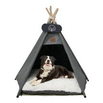 Yozhiqu - Tente pour chien, tipi pour petits chiens et chats avec coussins lavables et tableau noir, tente de jeu pour animaux de compagnie 60x60x70