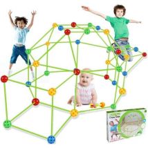 Tente pour enfants, kit de construction de cabane pour enfants DIY fort, intérieur extérieur (44 balles, 86 bâtons avec une tente - version