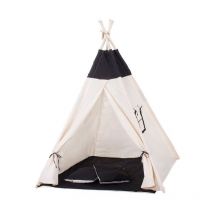 Tente tipi tipi Wigwam - Tente de jeu - 4 parties - 100% coton - Noir / blanc