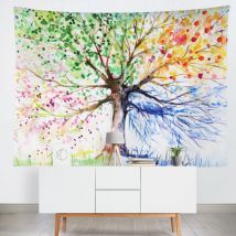 Ideko - Tenture murale Arbre de vie coloré claire Impression numérique Polyester 200x150cm diy
