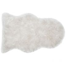 Teppich Bettvorleger in weißer Felloptik 60x90 cm megeve