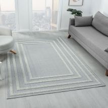 Teppich Boho Hochflor Wohnzimmer, Schlafzimmer, Küche, Flur, Waschbarer Teppich 3D,120x170 cm, 706Grau